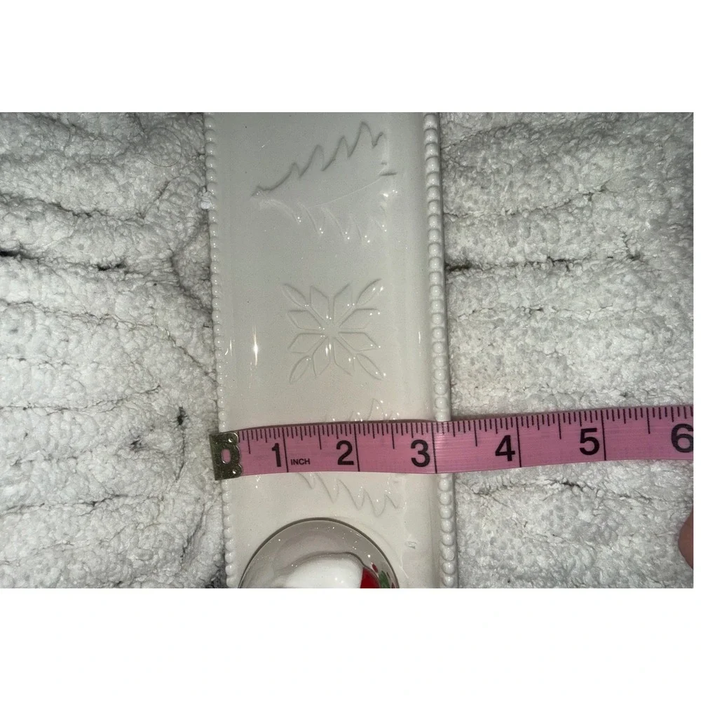 Merry Makers Snow Happy Snowman Toothpick Holder and Serving Tray Set White Red